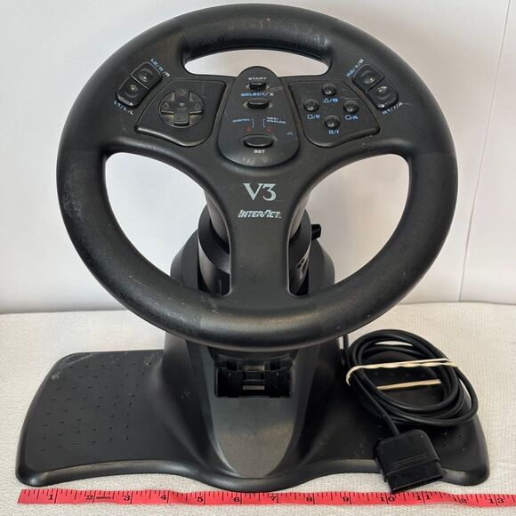 Sony Playstation V3 Interact Steering Wheel PS1‎ PS2 Video Game Racing Untested - Picture 1 of 13